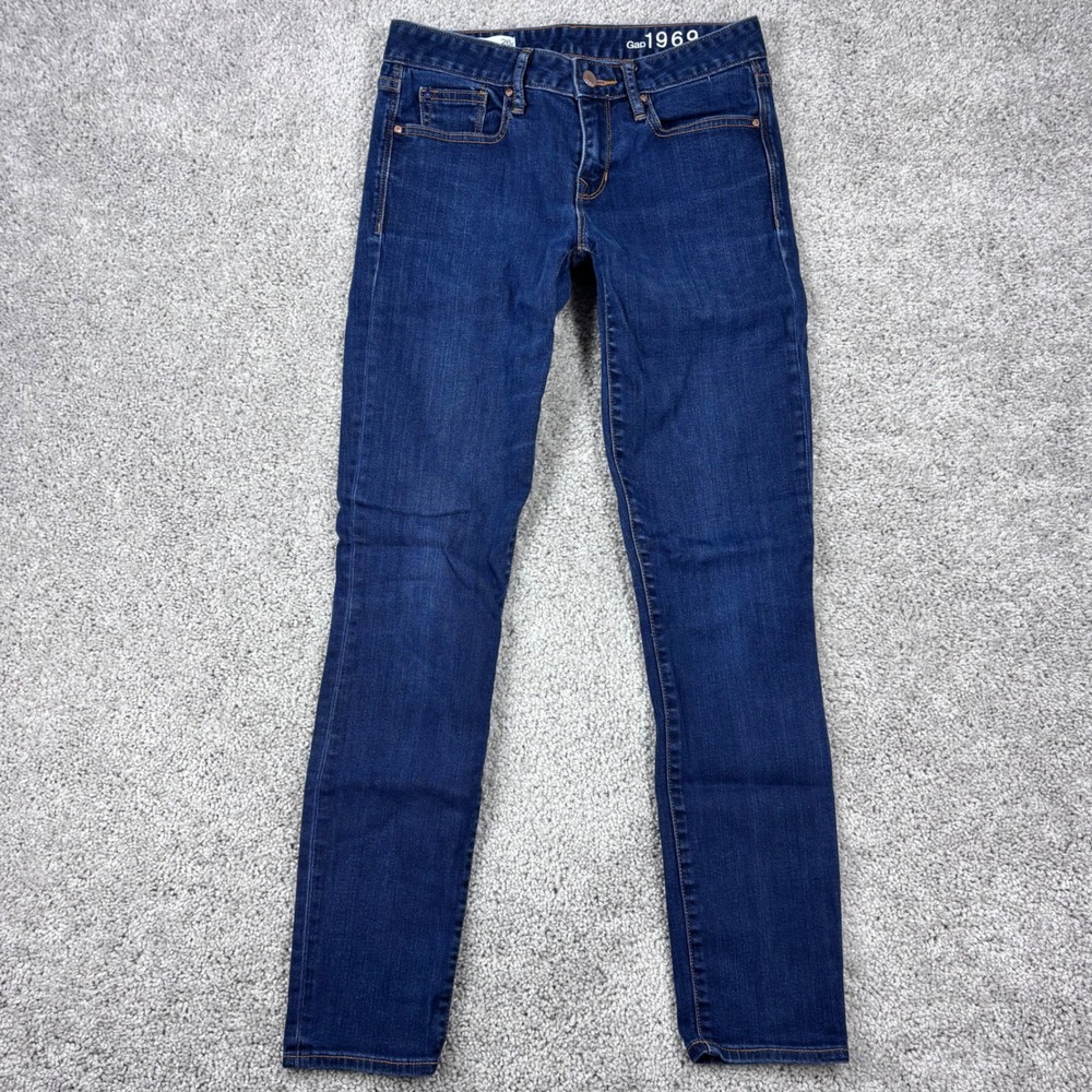 Gap 1969 Always Skinny Jeans Womens 26r Dark Rinse Low Rise Slim Stretch Denim